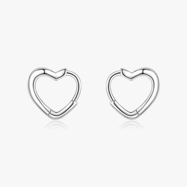 1 Pair Elegant Heart Shape Sterling Silver Plating Three-dimensional Rhodium Plated Earrings