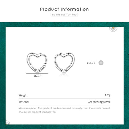 1 Pair Elegant Heart Shape Sterling Silver Plating Three-dimensional Rhodium Plated Earrings