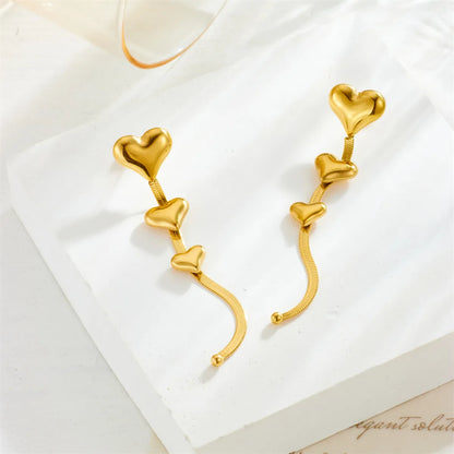 1 Pair Elegant Heart Shape Titanium Steel Drop Earrings