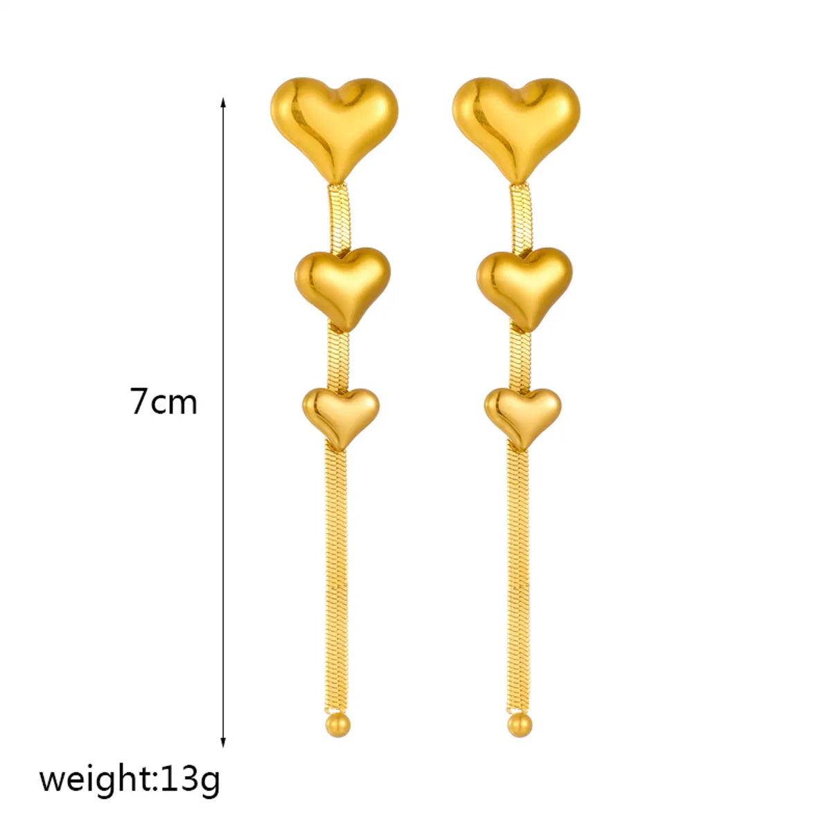 1 Pair Elegant Heart Shape Titanium Steel Drop Earrings