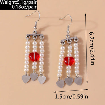 1 Pair Elegant Heart Shape Zinc Alloy Drop Earrings