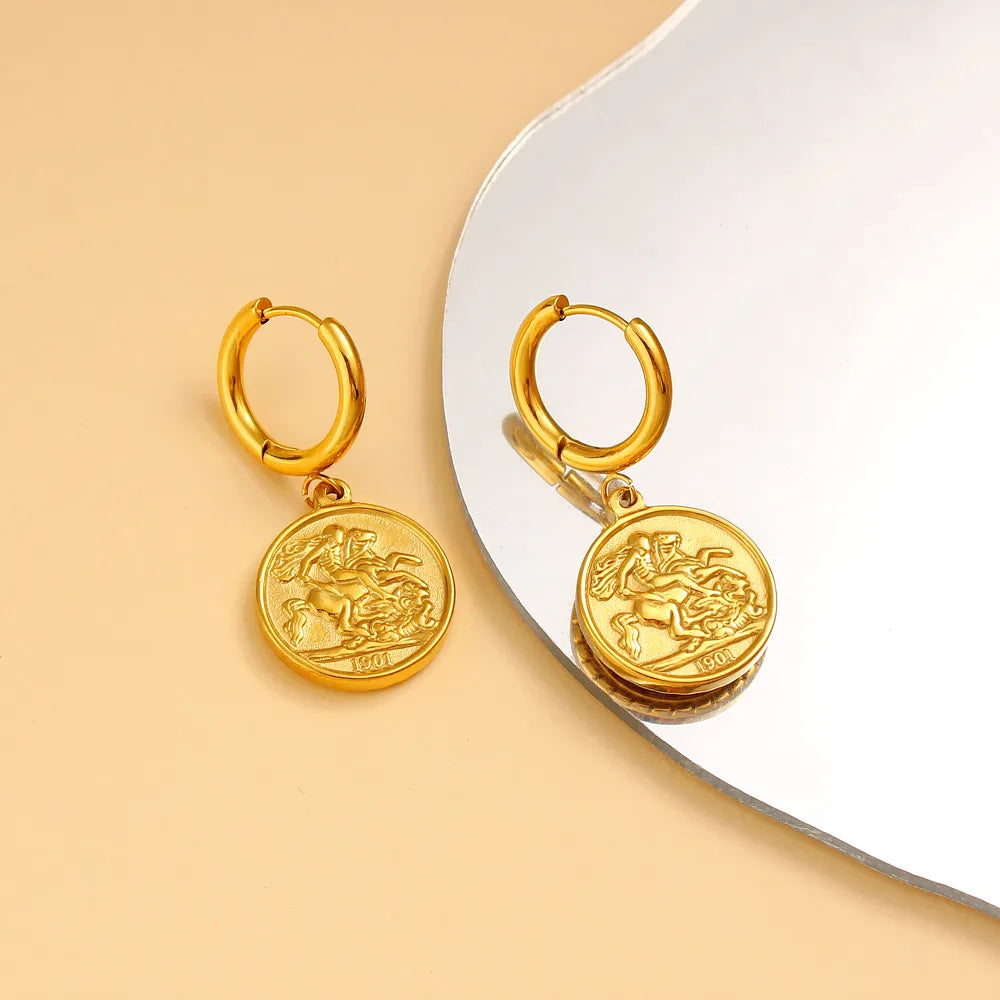 1 Pair Elegant Human Round 304 Stainless Steel 316 Stainless Steel  18K Gold Plated Drop Earrings