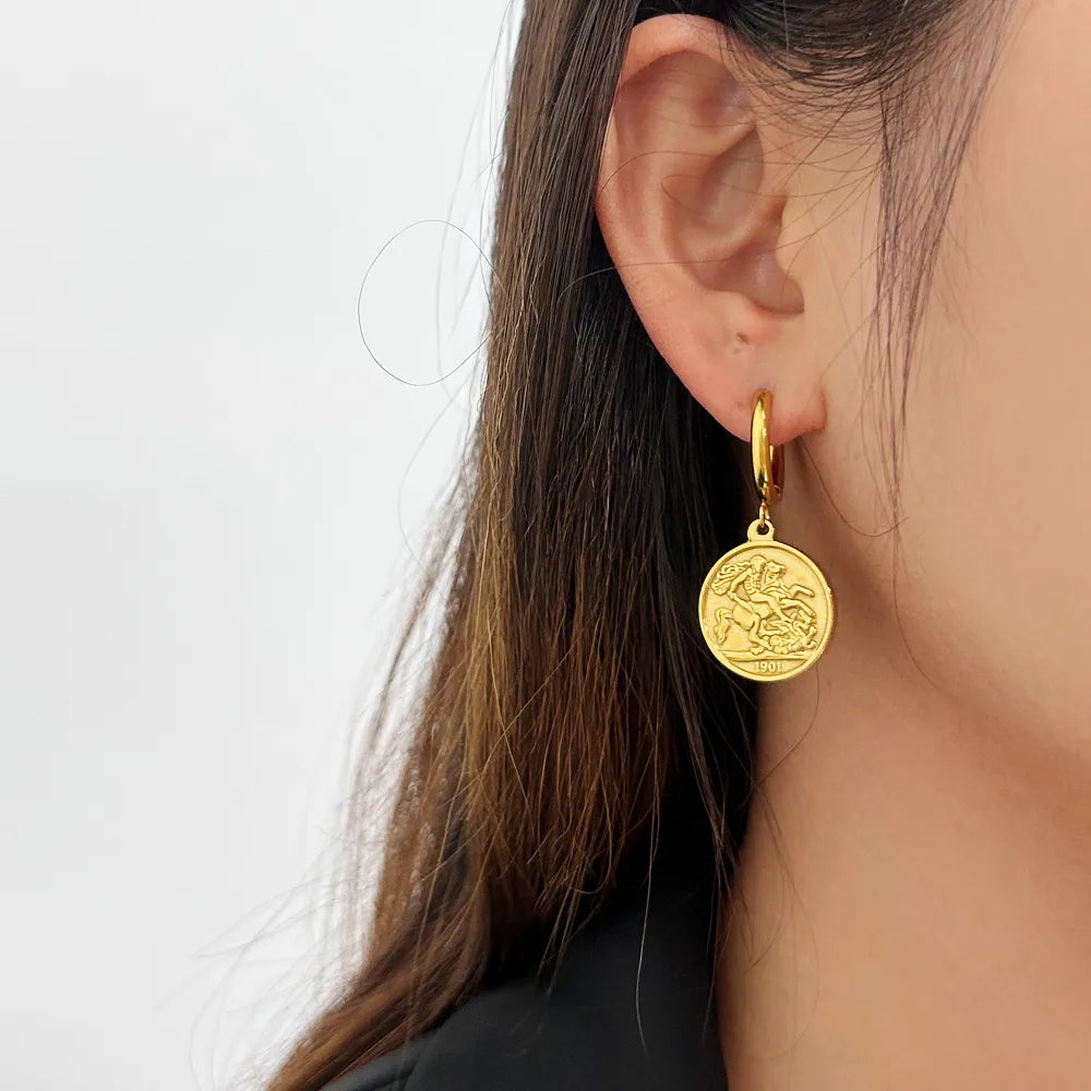 1 Pair Elegant Human Round 304 Stainless Steel 316 Stainless Steel  18K Gold Plated Drop Earrings