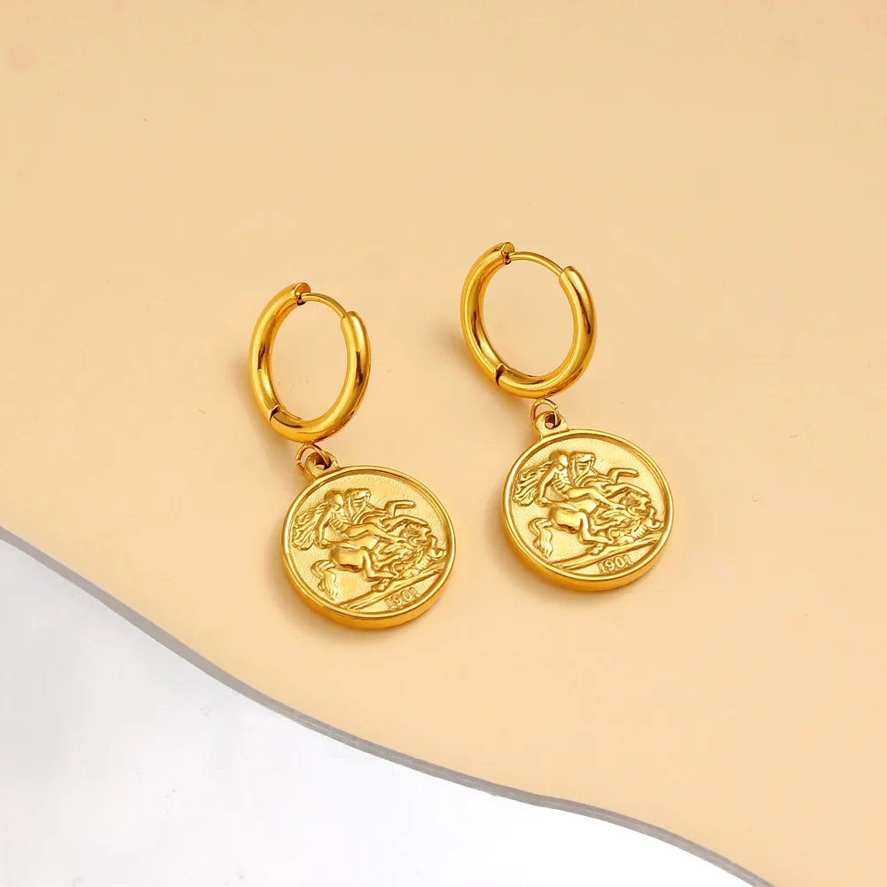 1 Pair Elegant Human Round 304 Stainless Steel 316 Stainless Steel  18K Gold Plated Drop Earrings