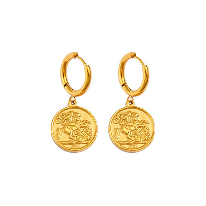 1 Pair Elegant Human Round 304 Stainless Steel 316 Stainless Steel  18K Gold Plated Drop Earrings