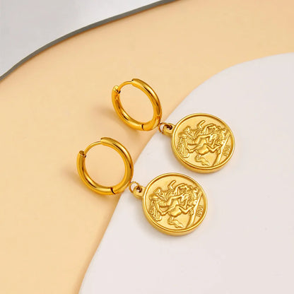 1 Pair Elegant Human Round 304 Stainless Steel 316 Stainless Steel  18K Gold Plated Drop Earrings