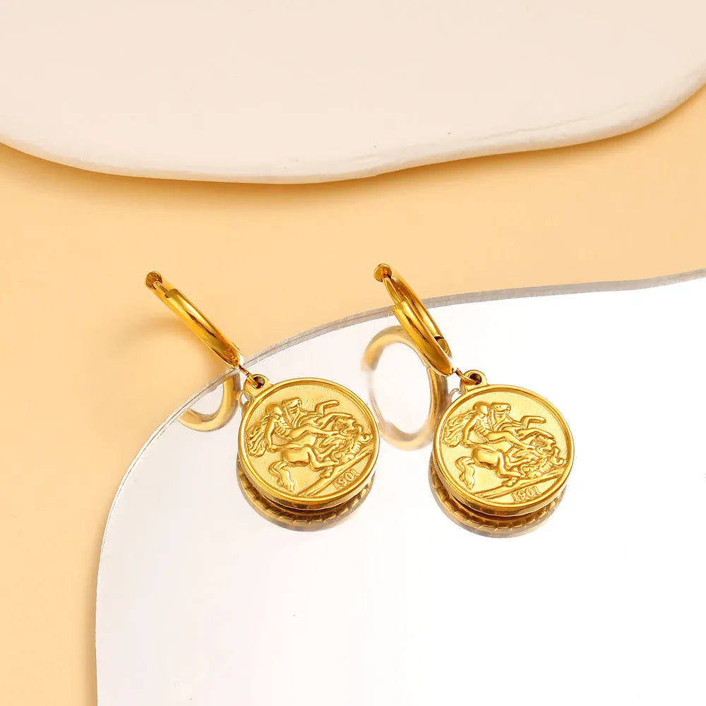 1 Pair Elegant Human Round 304 Stainless Steel 316 Stainless Steel  18K Gold Plated Drop Earrings