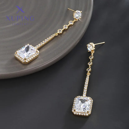 1 Pair Elegant IG Style Square Tassel Plating Inlay Copper Artificial Gemstones 18K Gold Plated Drop Earrings