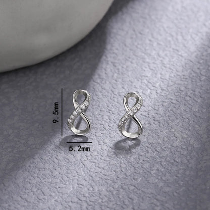 1 Pair Elegant Infinity Plating Inlay Sterling Silver Zircon Earrings