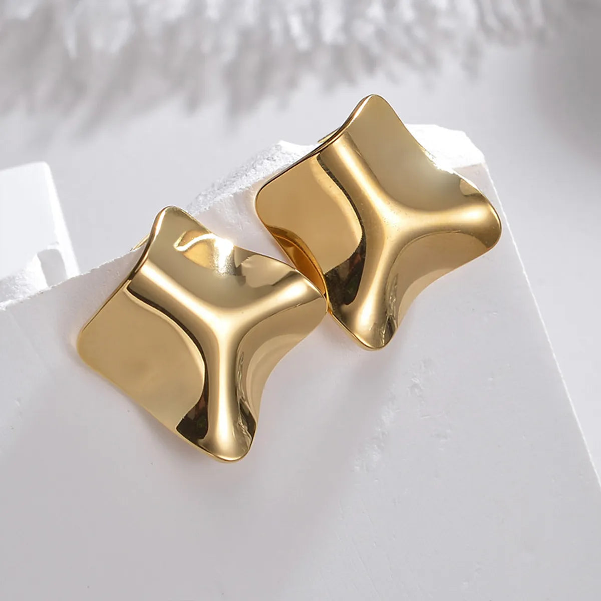 1 Pair Elegant Irregular Geometric Plating Stainless Steel 18k Gold Plated Ear Studs