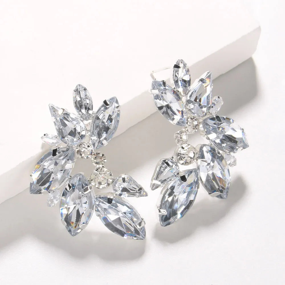 1 Pair Elegant Irregular Plating Rhinestone Ear Studs