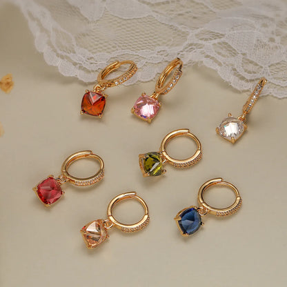 1 Pair Elegant Korean Style Geometric Plating Inlay Copper Zircon 18k Gold Plated Drop Earrings