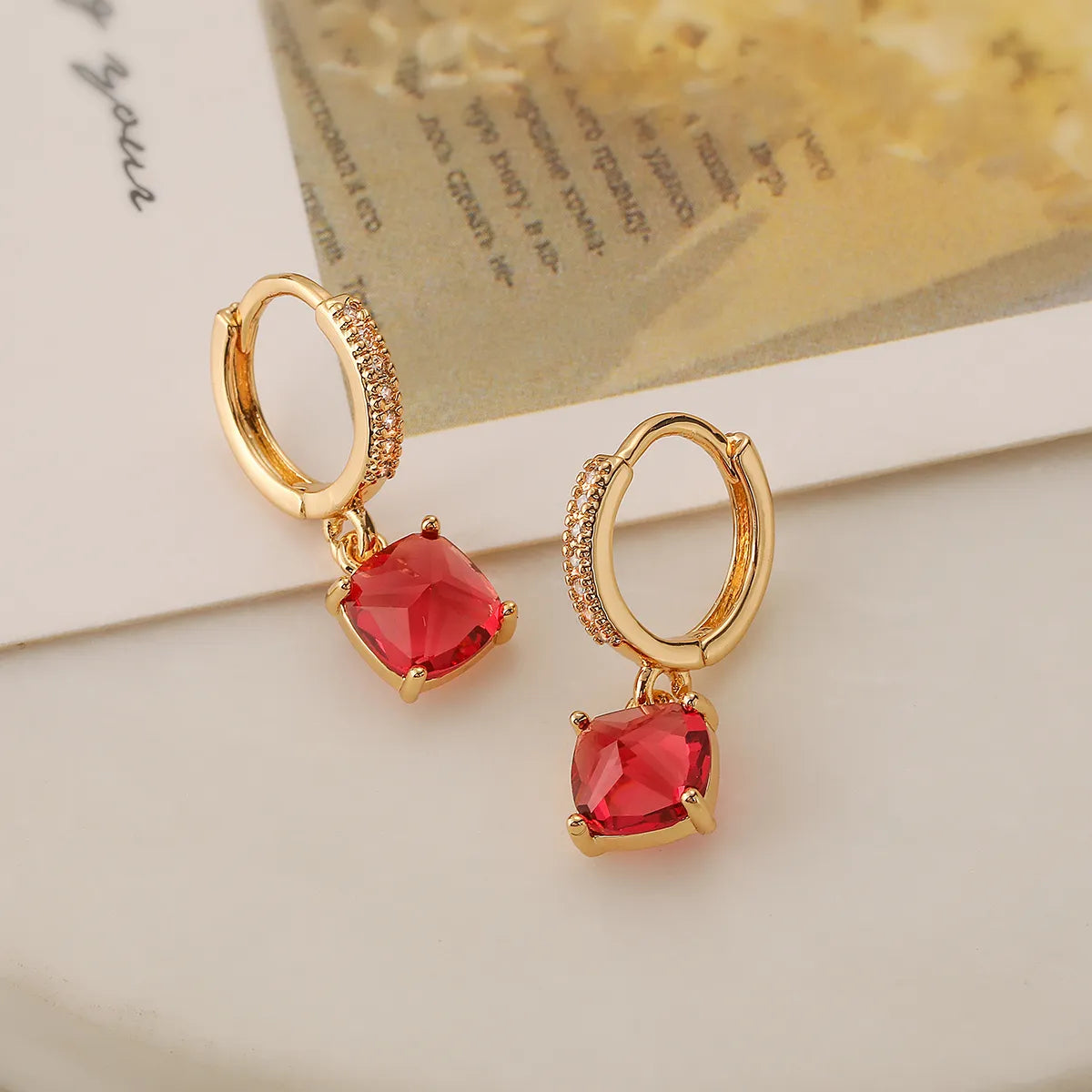 1 Pair Elegant Korean Style Geometric Plating Inlay Copper Zircon 18k Gold Plated Drop Earrings