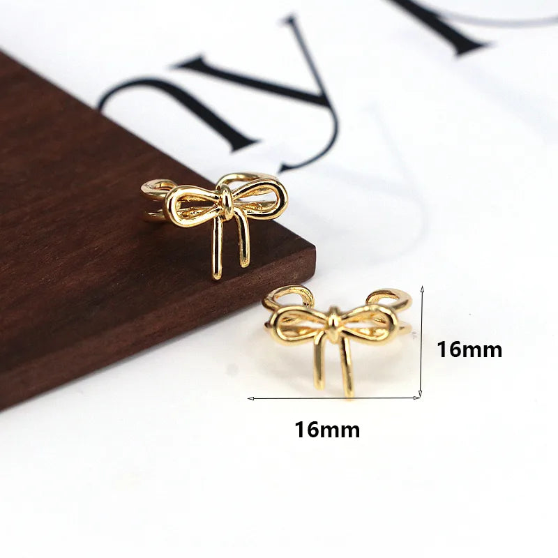 1 Pair Elegant Lady Bow Knot Inlay Copper Artificial Pearls Imitation Pearl Zircon 18K Gold Plated Ear Cuffs Ear Studs