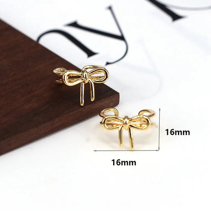 1 Pair Elegant Lady Bow Knot Inlay Copper Artificial Pearls Imitation Pearl Zircon 18K Gold Plated Ear Cuffs Ear Studs