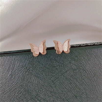 1 Pair Elegant Lady Butterfly Plating Stainless Steel 18k Gold Plated Drop Earrings Earrings Ear Studs