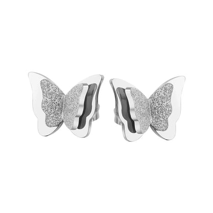 1 Pair Elegant Lady Butterfly Plating Stainless Steel 18k Gold Plated Drop Earrings Earrings Ear Studs