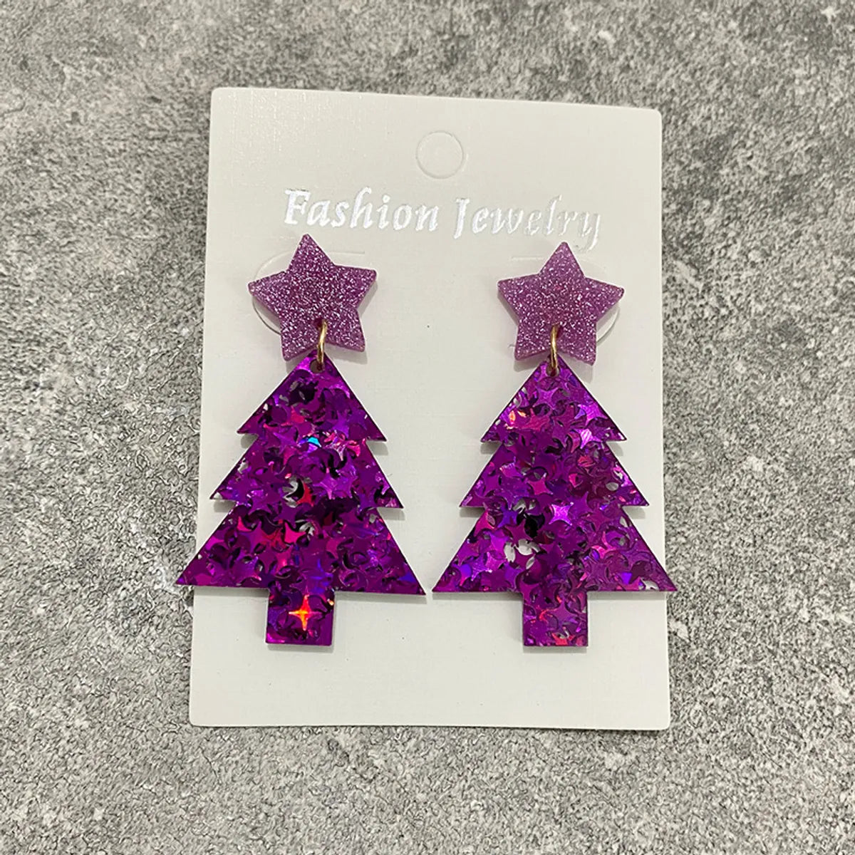 1 Pair Elegant Lady Christmas Tree Star Arylic Drop Earrings