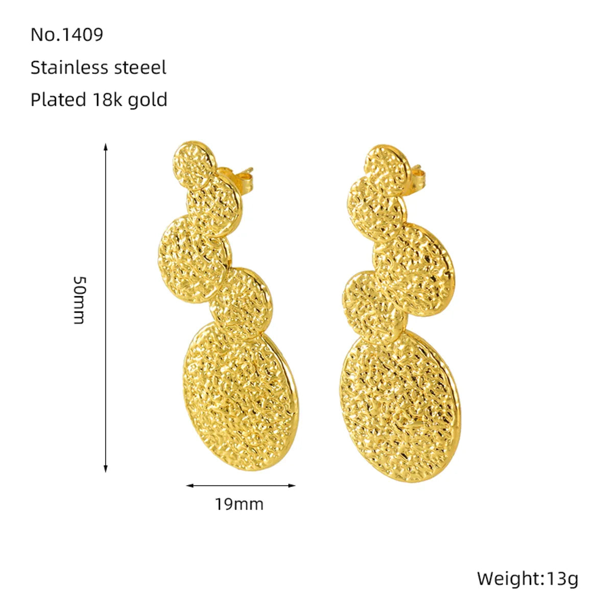 1 Pair Elegant Lady Classic Style Asymmetrical Irregular Solid Color 304 Stainless Steel Titanium Steel Titanium Steel 18K Gold Plated Drop Earrings