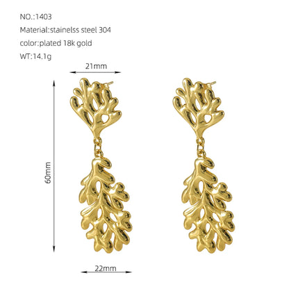 1 Pair Elegant Lady Classic Style Asymmetrical Irregular Solid Color 304 Stainless Steel Titanium Steel Titanium Steel 18K Gold Plated Drop Earrings