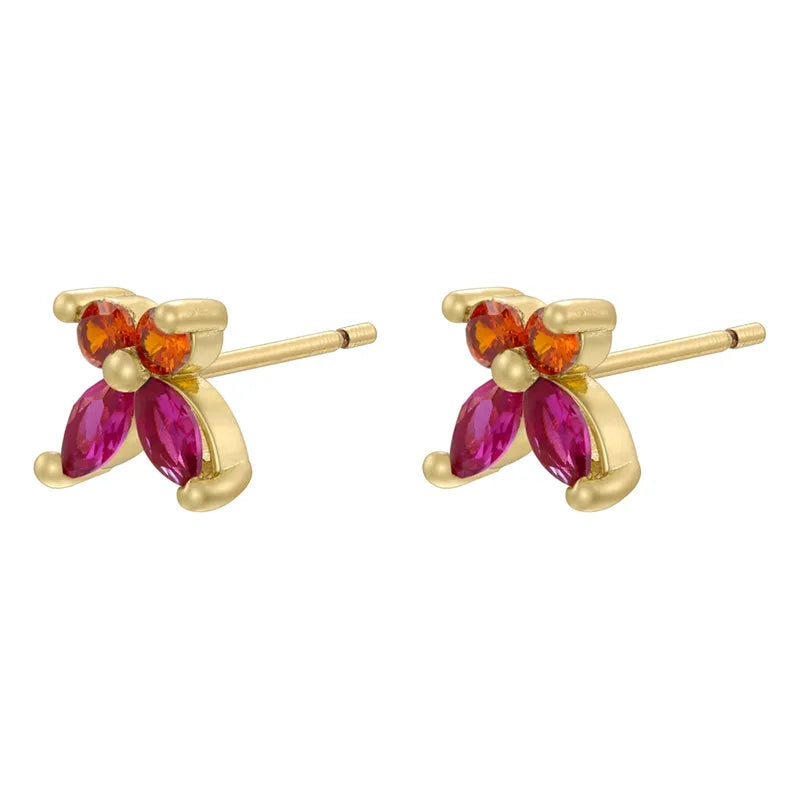 1 Pair Elegant Lady Classic Style Butterfly Plating Inlay Copper Zircon 18K Gold Plated Ear Studs