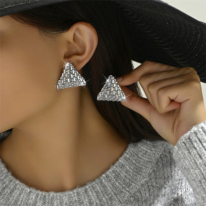 1 Pair Elegant Lady Classic Style C Shape Triangle Heart Shape Inlay Alloy Glass Drop Earrings Ear Studs