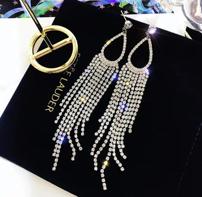 1 Pair Elegant Lady Classic Style Geometric Inlay Alloy Artificial Rhinestones Drop Earrings