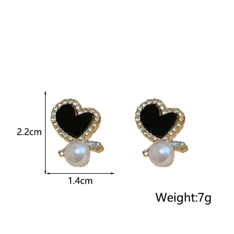 1 Pair Elegant Lady Classic Style Heart Shape Inlay Alloy Imitation Pearl Rhinestones Drop Earrings