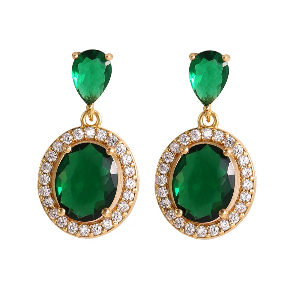 1 Pair Elegant Lady Classic Style Round Plating Inlay Copper Zircon 18K Gold Plated Drop Earrings