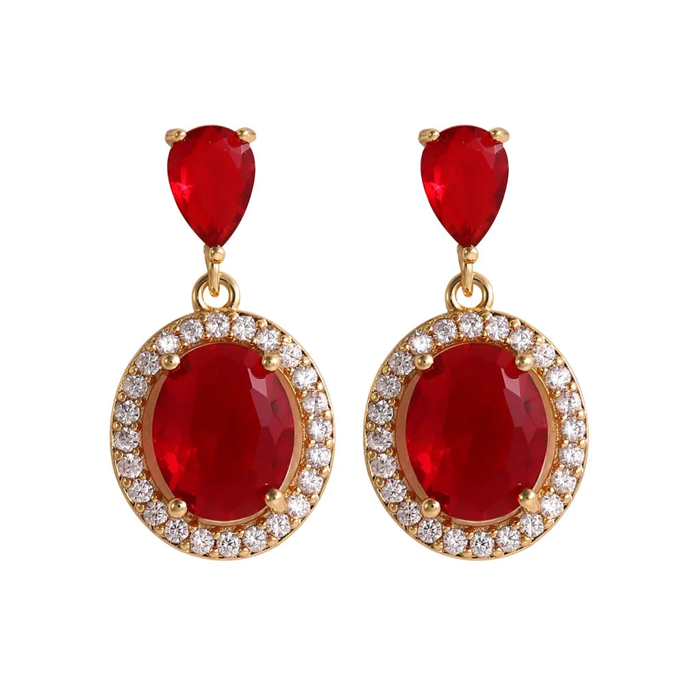 1 Pair Elegant Lady Classic Style Round Plating Inlay Copper Zircon 18K Gold Plated Drop Earrings