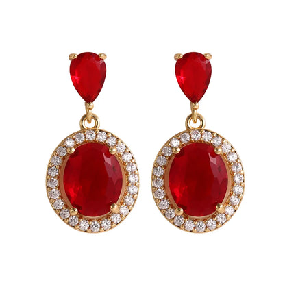 1 Pair Elegant Lady Classic Style Round Plating Inlay Copper Zircon 18K Gold Plated Drop Earrings