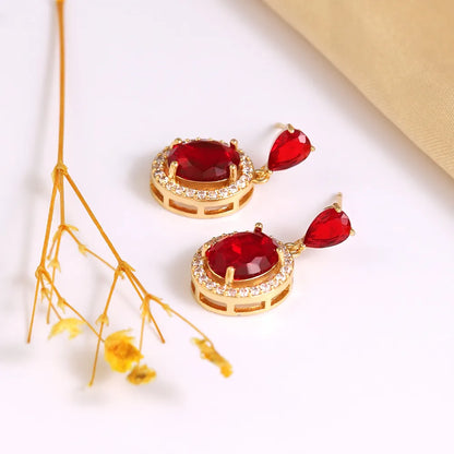 1 Pair Elegant Lady Classic Style Round Plating Inlay Copper Zircon 18K Gold Plated Drop Earrings