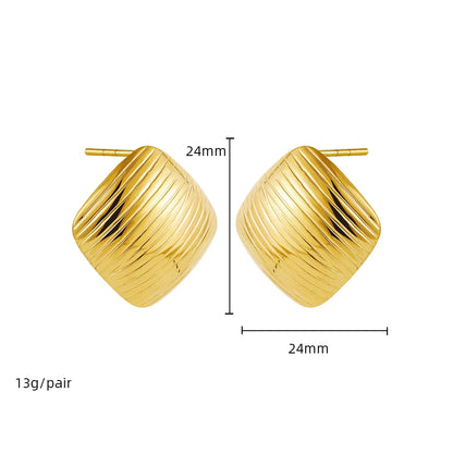 1 Pair Elegant Lady Classic Style Round Water Droplets Spiral 304 Stainless Steel Ear Studs