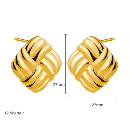 1 Pair Elegant Lady Classic Style Round Water Droplets Spiral 304 Stainless Steel Ear Studs