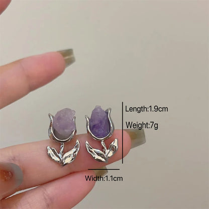 1 Pair Elegant Lady Flower Alloy Ear Studs