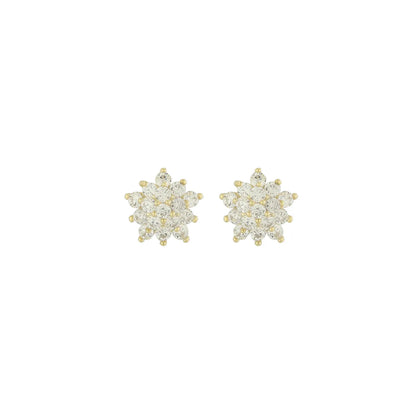 1 Pair Elegant Lady Flower Lotus Plating Inlay Sterling Silver Zircon 14K Gold Plated Ear Studs