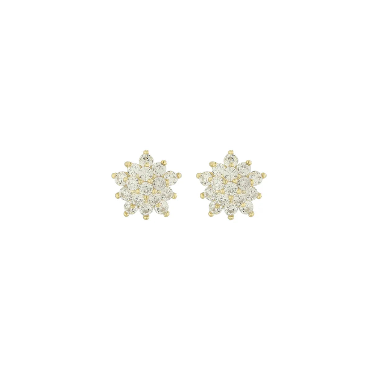 1 Pair Elegant Lady Flower Lotus Plating Inlay Sterling Silver Zircon 14K Gold Plated Ear Studs