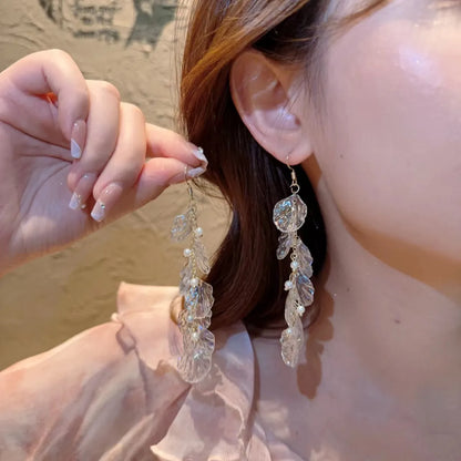 1 Pair Elegant Lady Flower Plating Imitation Pearl Drop Earrings