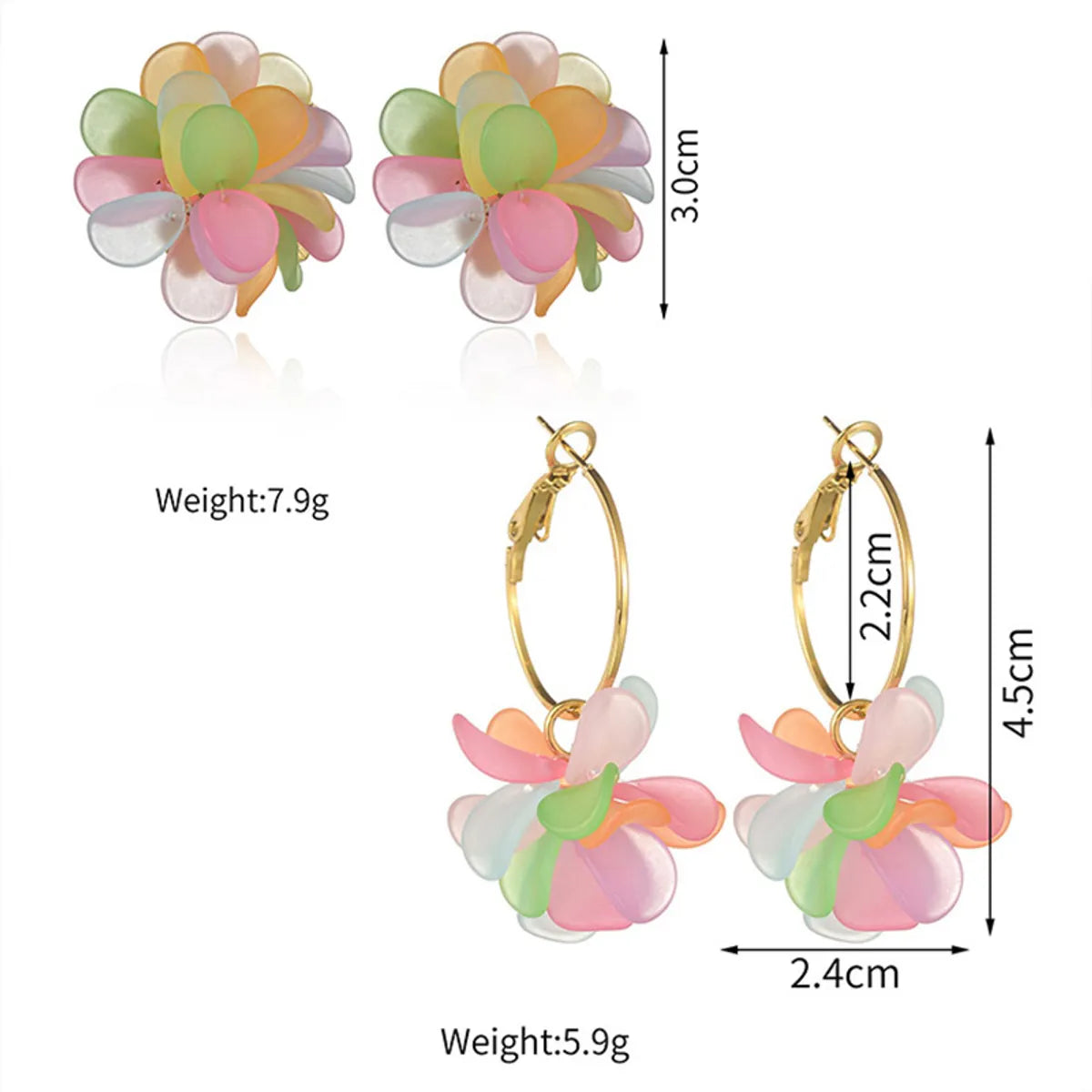 1 Pair Elegant Lady Flower Plating Stainless Steel 18k Gold Plated Earrings Ear Studs