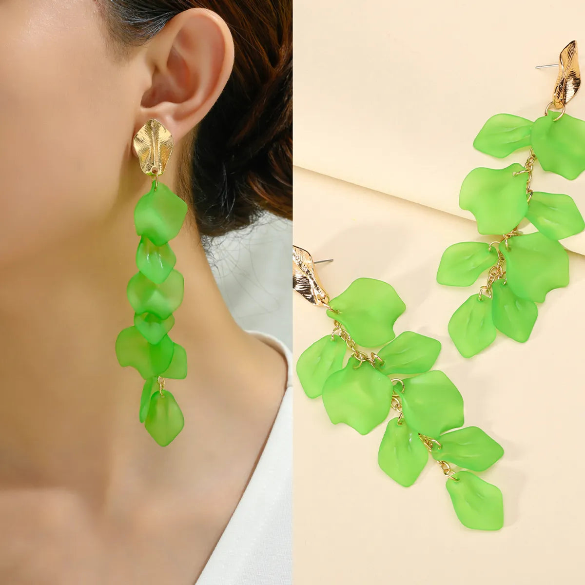 1 Pair Elegant Lady Flower Plating Zinc Alloy Drop Earrings