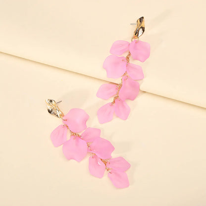 1 Pair Elegant Lady Flower Plating Zinc Alloy Drop Earrings