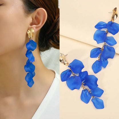 1 Pair Elegant Lady Flower Plating Zinc Alloy Drop Earrings