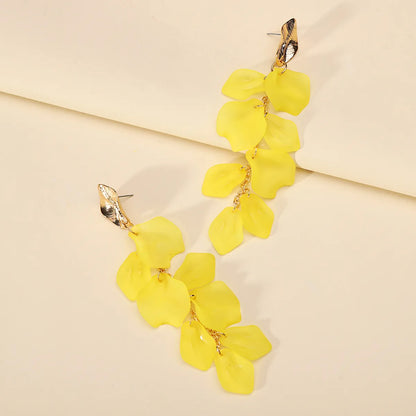 1 Pair Elegant Lady Flower Plating Zinc Alloy Drop Earrings