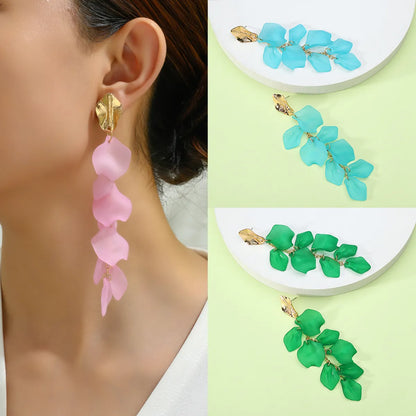 1 Pair Elegant Lady Flower Plating Zinc Alloy Drop Earrings