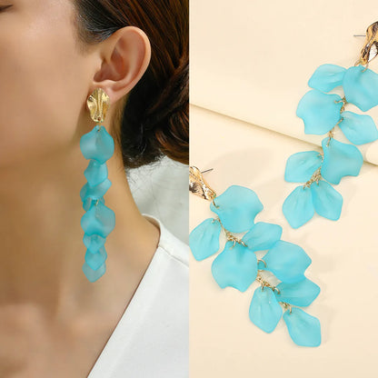 1 Pair Elegant Lady Flower Plating Zinc Alloy Drop Earrings