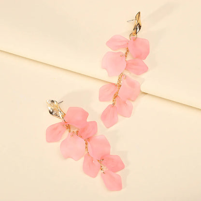 1 Pair Elegant Lady Flower Plating Zinc Alloy Drop Earrings