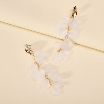 1 Pair Elegant Lady Flower Plating Zinc Alloy Drop Earrings