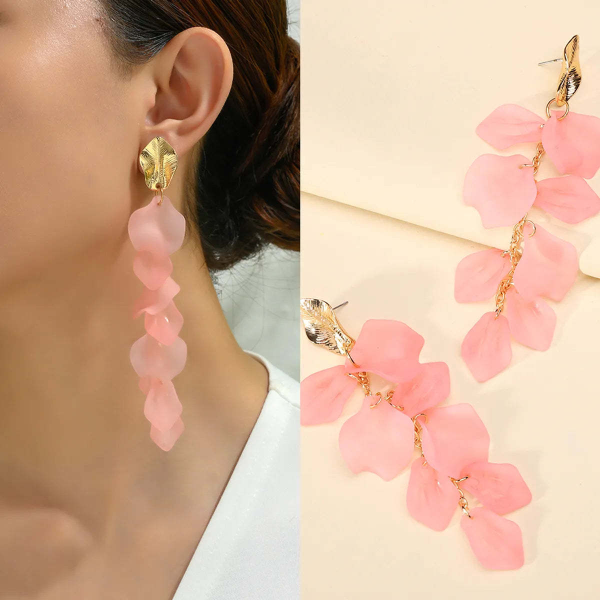 1 Pair Elegant Lady Flower Plating Zinc Alloy Drop Earrings