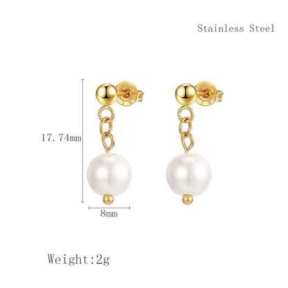 1 Pair Elegant Lady Flower 304 Stainless Steel 18K Gold Plated Drop Earrings