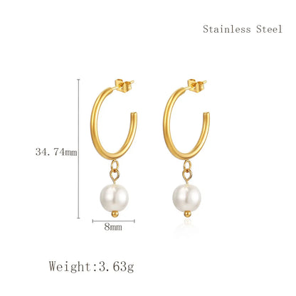 1 Pair Elegant Lady Flower 304 Stainless Steel 18K Gold Plated Drop Earrings